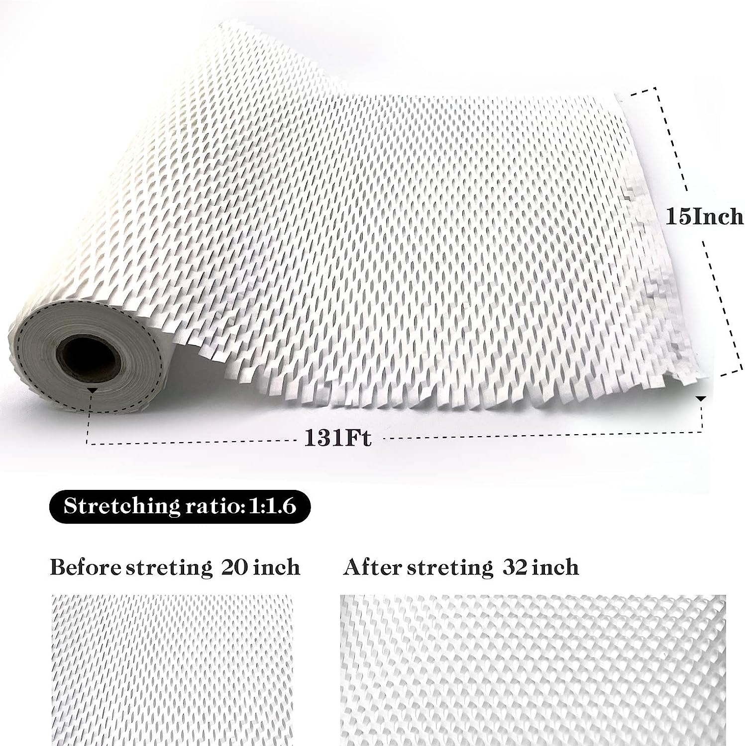 Honeycomb Packing Paper， 12" x 105' Honeycomb Cushioning Wrap Roll for Moving Shipping Packaging Gifts， Recyclable Honeycomb Paper Moving Supplies Bubble Paper Wrapping Protective Roll - Image 3